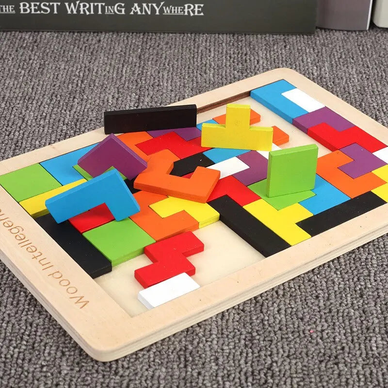 Wooden Puzzle Set for Early Education: Engaging Children in Fun Games, Developing Thinking and Logic Skills - Square Toy Puzzle